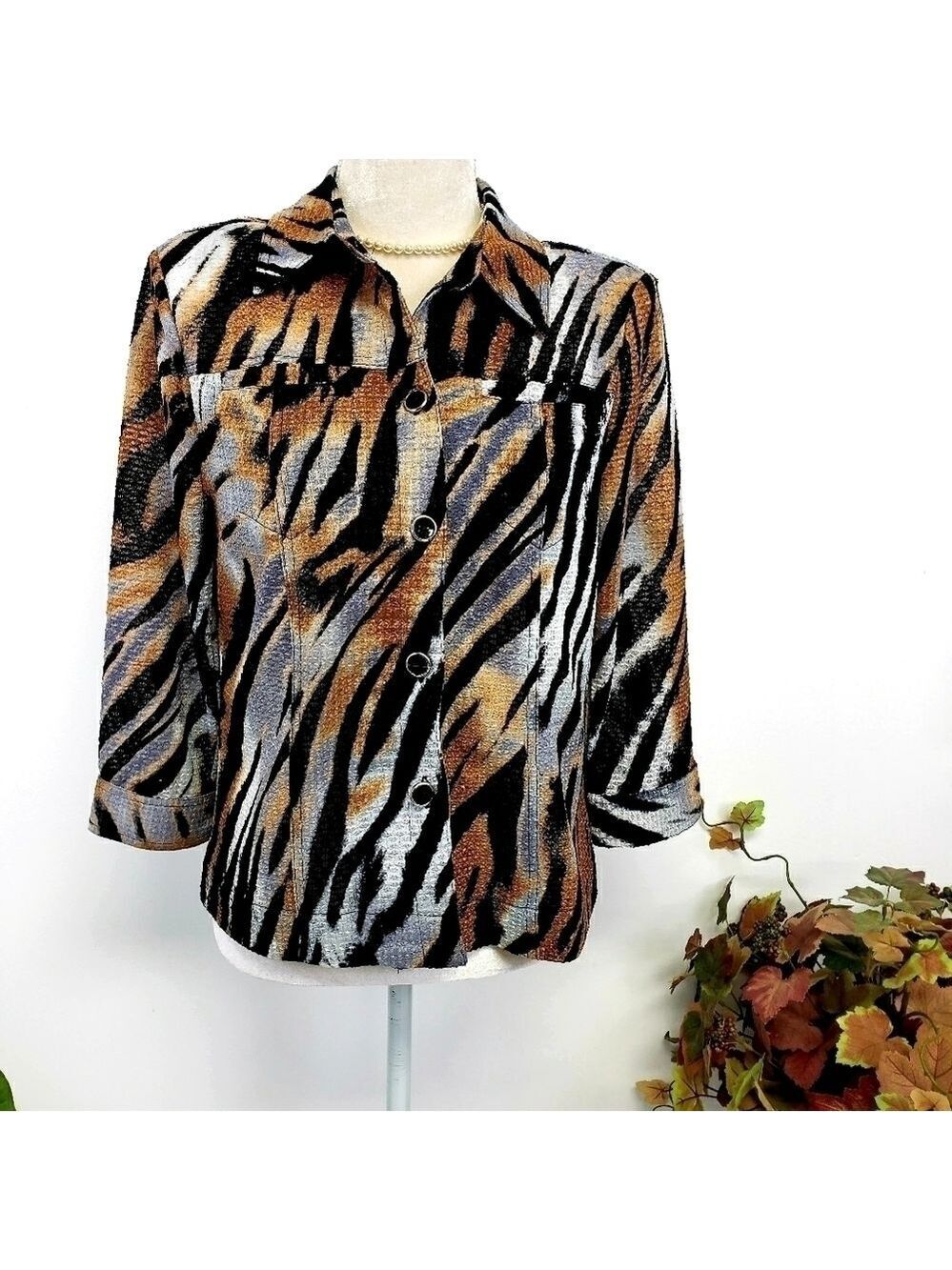 Southern Lady Animal Print Semi Sheer Jacket Shirt VGUC